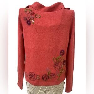 Vintage 2002 Susan Bristol red embroidered sweater long sleeve size M